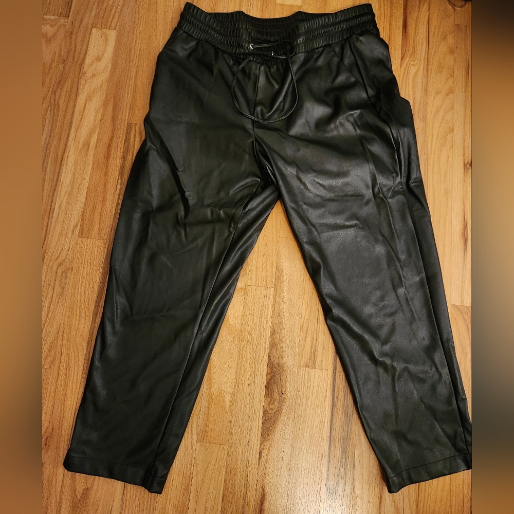 Faux leather pull on pants